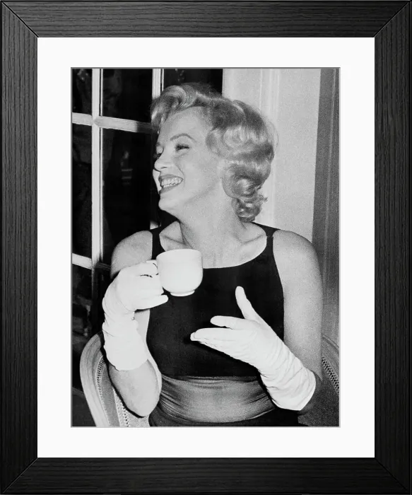 Framed Print : Marilyn Monroe Holding Tea Cup Framed Print : Marilyn Monroe Holding Tea Cup