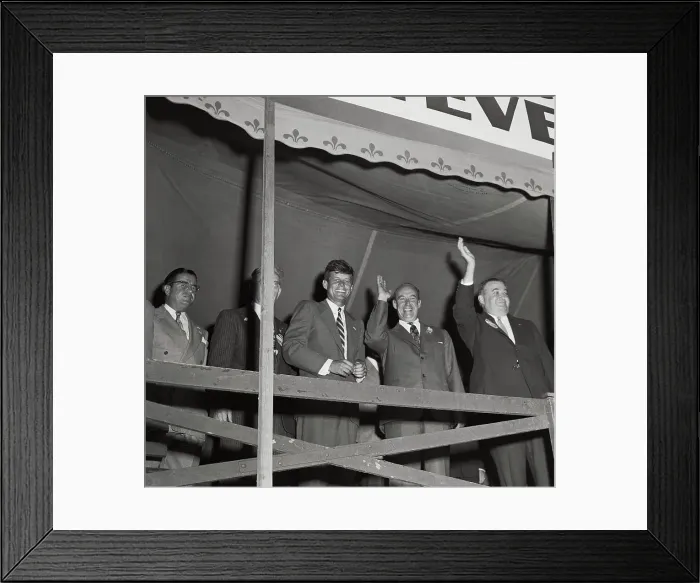 Framed Print : JFK and Stevenson on Campaign Platform Framed Print : JFK and Stevenson on Campaign Platform