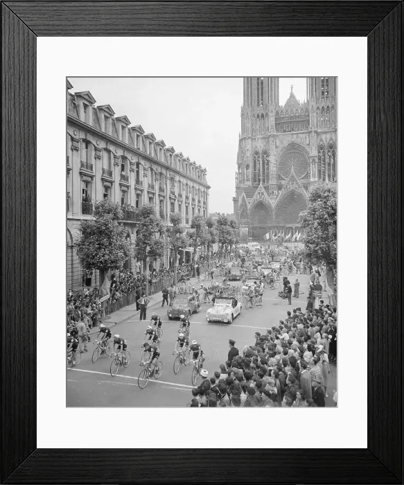 Framed Print : Reims Cathedral and 1956 Tour de France Framed Print : Reims Cathedral and 1956 Tour de France