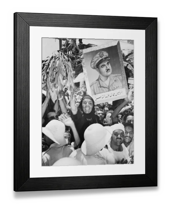 Framed Print : Crowds Cheering for President Nasser