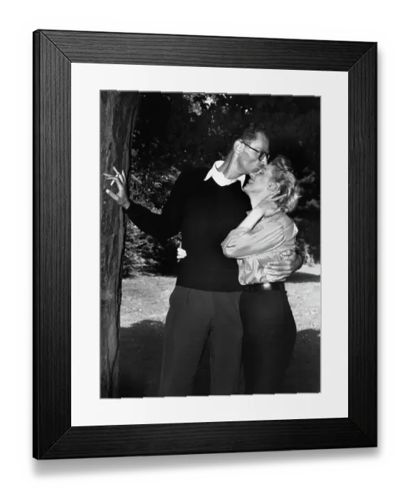 Framed Print : Arthur Miller Kisses Marilyn Monroe Framed Print : Arthur Miller Kisses Marilyn Monroe