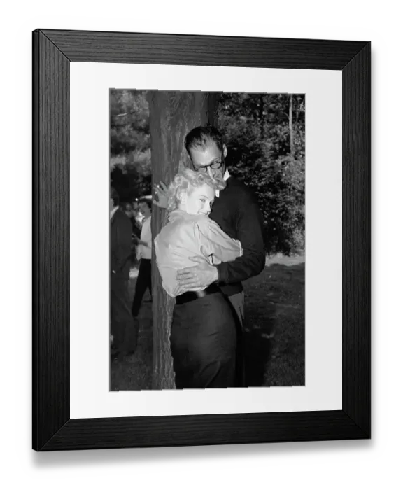 Framed Print : Marilyn Monroe Snuggles Against Arthur Miller Framed Print : Marilyn Monroe Snuggles Against Arthur Miller