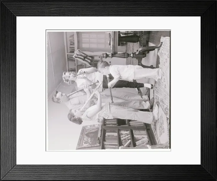 Framed Print : Actress Kim Hunter and Family Playing Recorders Framed Print : Actress Kim Hunter and Family Playing Recorders