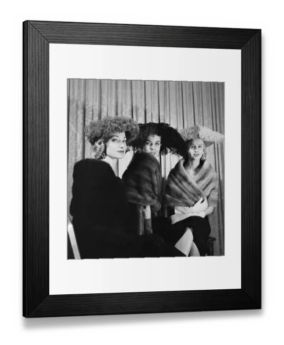 Framed Print : Women Modeling Hats Framed Print : Women Modeling Hats