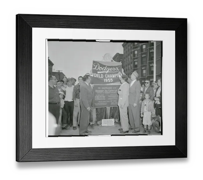 Framed Print : Walter O'Malley and Colleagues Placing a Flag on Monument Framed Print : Walter O'Malley and Colleagues Placing a Flag on Monument