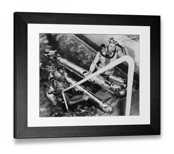 Framed Print : Dimitri Rebikoff Demonstrating Underwater Vehicle Framed Print : Dimitri Rebikoff Demonstrating Underwater Vehicle