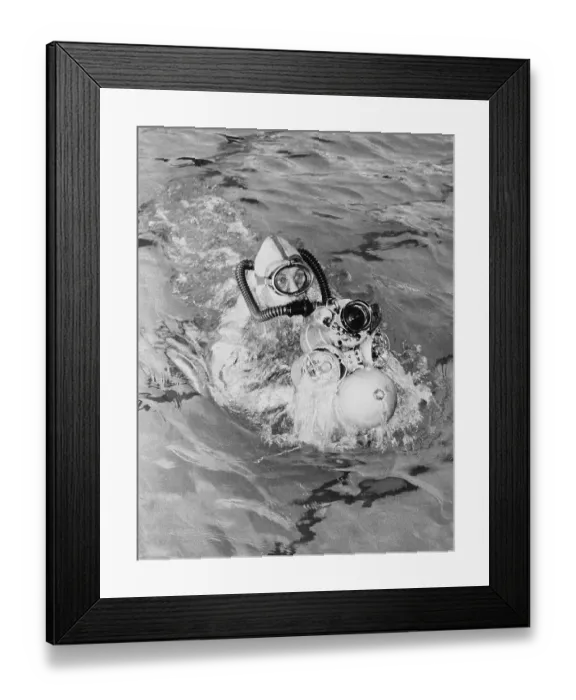 Framed Print : Dimitri Rebikoff Demonstrating Underwater Vehicle Framed Print : Dimitri Rebikoff Demonstrating Underwater Vehicle