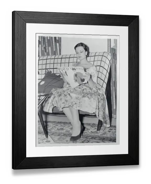 Framed Print : Queen Dian Reading Harper's Bazaar