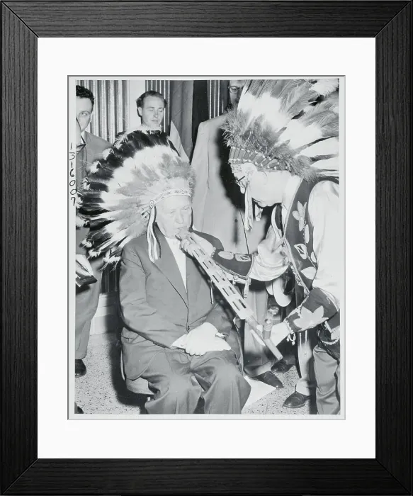 Framed Print : Konrad Adenauer Smoking a Peace Pipe Framed Print : Konrad Adenauer Smoking a Peace Pipe