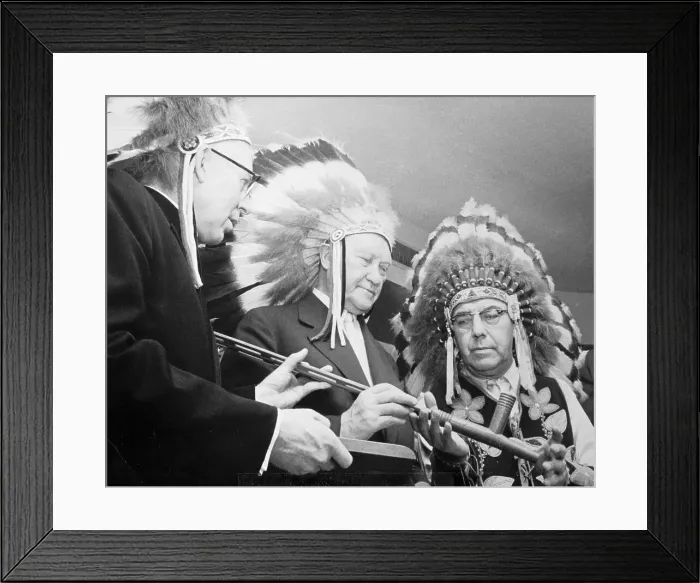 Framed Print : Chief Wheelock Presenting Peace Pipe to Konrad Adenauer Framed Print : Chief Wheelock Presenting Peace Pipe to Konrad Adenauer