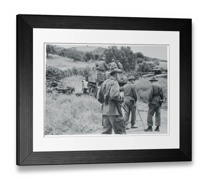 Framed Print : French Troops Boarding a Scout Car Framed Print : French Troops Boarding a Scout Car