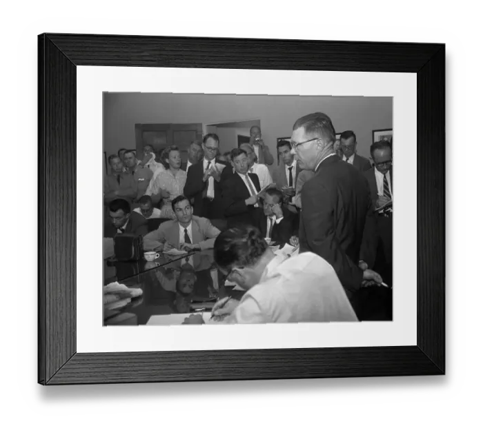 Framed Print : James Hagerty Speaking at a Press Conference Framed Print : James Hagerty Speaking at a Press Conference