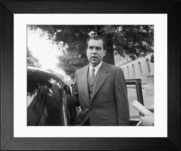 Framed Print : Richard Nixon Being Interviewed by Reporters Framed Print : Richard Nixon Being Interviewed by Reporters
