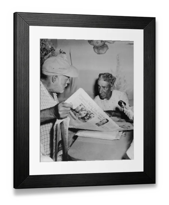 Framed Print : Ernest Hemingway Questioning Miguel Ramirez Framed Print : Ernest Hemingway Questioning Miguel Ramirez