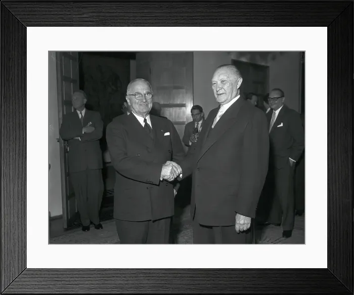 Framed Print : Harry Truman Shaking Hands with Konrad Adenauer Framed Print : Harry Truman Shaking Hands with Konrad Adenauer