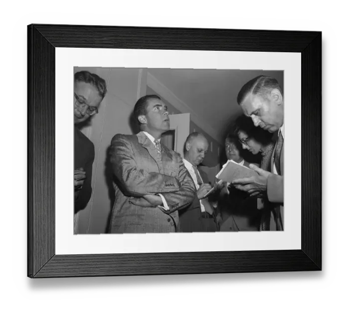 Framed Print : Newsmen Interviewing Richard Nixon Framed Print : Newsmen Interviewing Richard Nixon