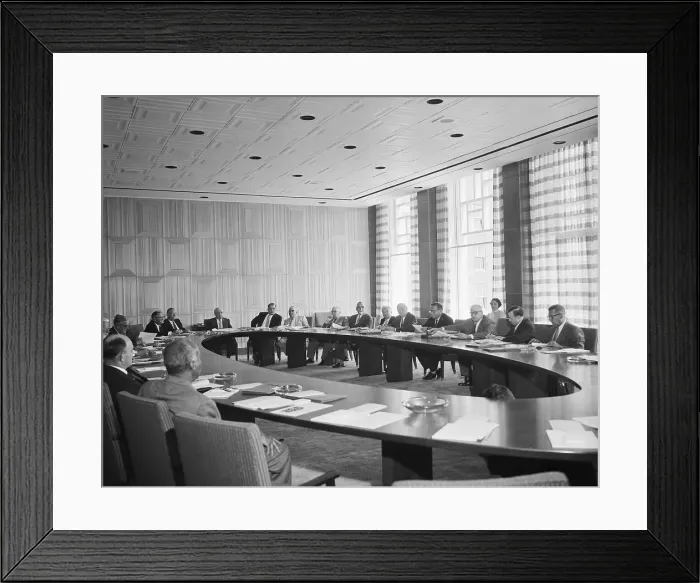 Framed Print : Executive Council Seated at Oval Table at AFL-CIO Meeting Framed Print : Executive Council Seated at Oval Table at AFL-CIO Meeting
