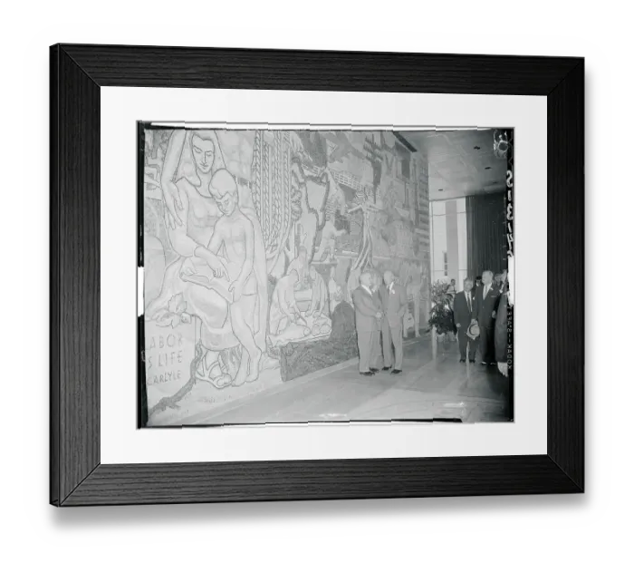 Framed Print : President Eisenhower Posing in Front of Mural Framed Print : President Eisenhower Posing in Front of Mural