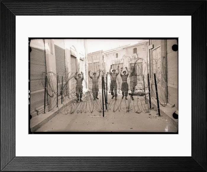 Framed Print : Soldiers Are Erecting Wire Barricade Framed Print : Soldiers Are Erecting Wire Barricade