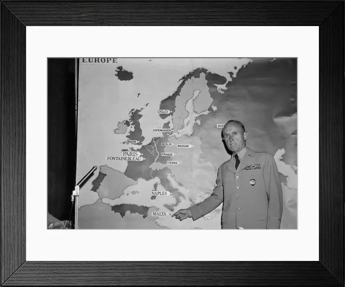 Framed Print : Alfred Gruenther Pointing to a Map Framed Print : Alfred Gruenther Pointing to a Map