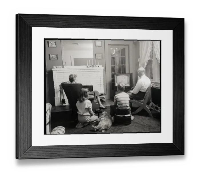 Framed Print : Family Watching Television Framed Print : Family Watching Television