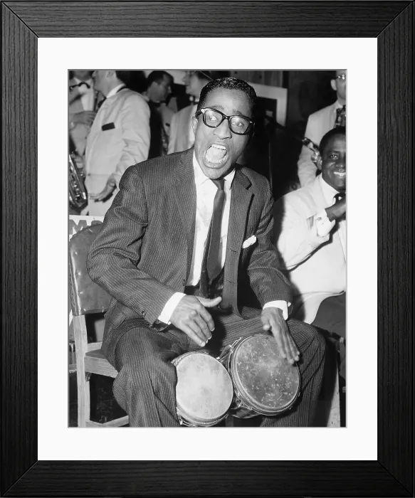 Framed Print : Sammy Davis Jr. Playing the Bongos