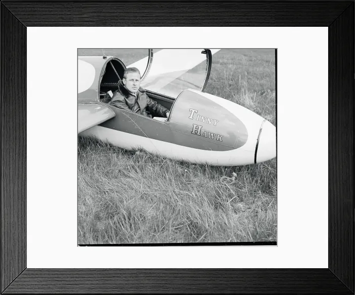 Framed Print : Man Sitting in the Cockpit of His Sailplane Framed Print : Man Sitting in the Cockpit of His Sailplane
