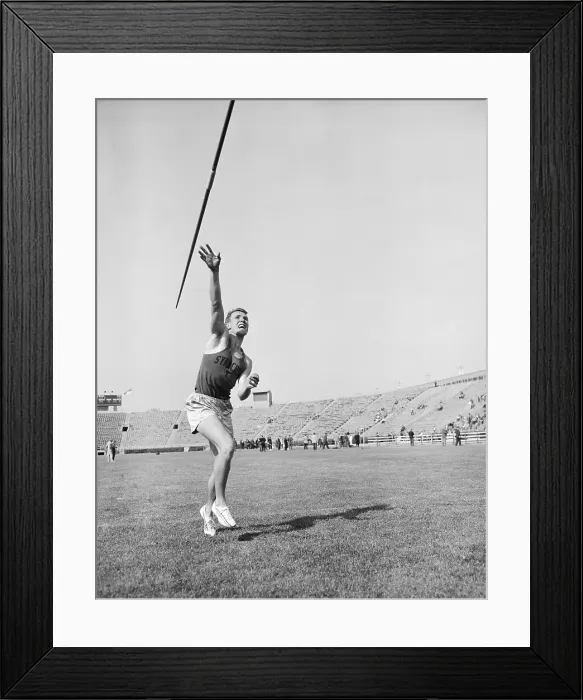 Framed Print : Bill Alley Throwing a Javelin