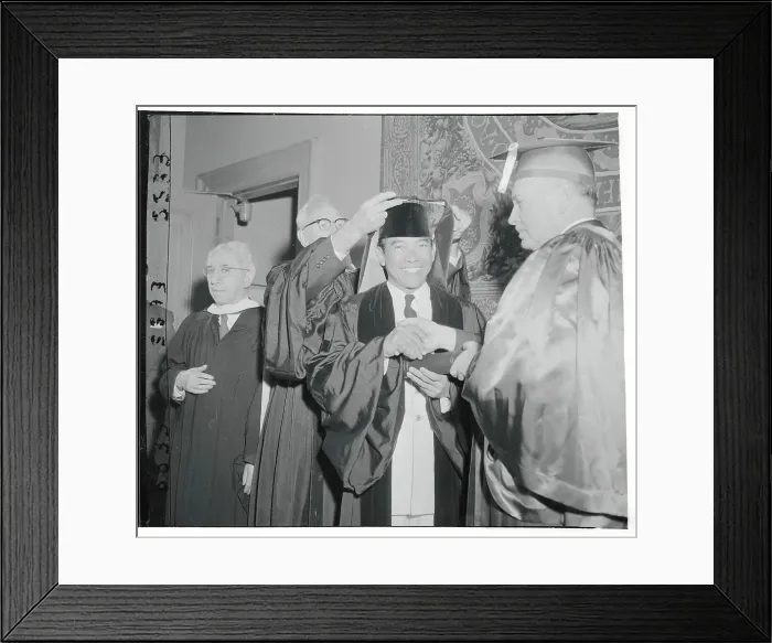 Framed Print : Achmed Sukarno Receiving an Honorary Hood Framed Print : Achmed Sukarno Receiving an Honorary Hood