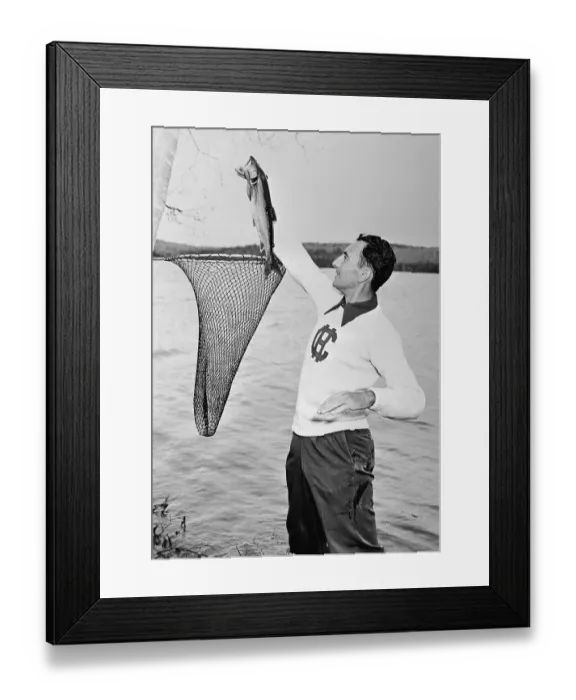 Framed Print : Bob Cousy With Fish and Fish Net Framed Print : Bob Cousy With Fish and Fish Net