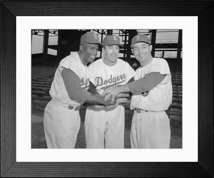Framed Print : Jackie Robinson with Teammates Framed Print : Jackie Robinson with Teammates