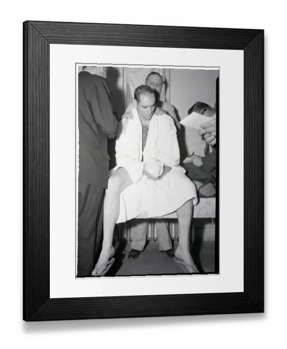 Framed Print : Carl Bobo Olson Sitting in Locker Room Framed Print : Carl Bobo Olson Sitting in Locker Room