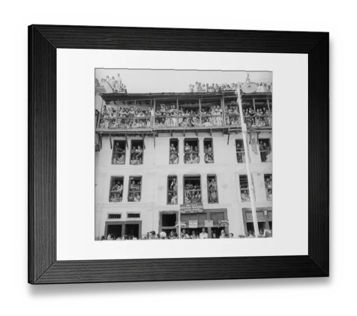 Framed Print : Crowds Standing Inside of a Building Framed Print : Crowds Standing Inside of a Building