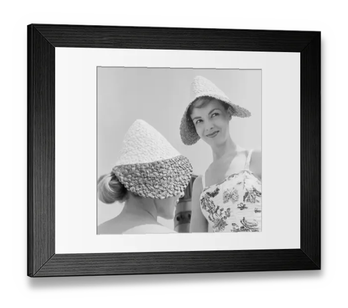 Framed Print : Women Modeling Fashionable Straw Hats Framed Print : Women Modeling Fashionable Straw Hats