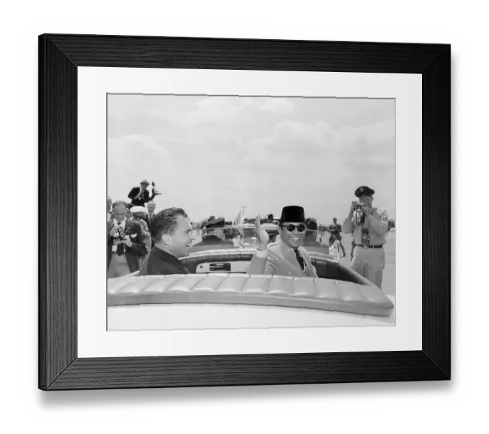 Framed Print : Achmed Sukarno Waving from His Limousine Framed Print : Achmed Sukarno Waving from His Limousine