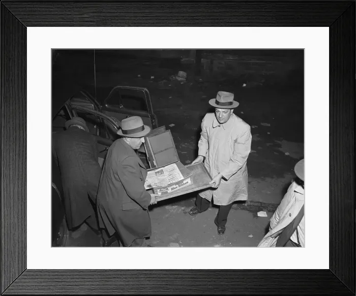 Framed Print : FBI Agents Carrying a Box of Money