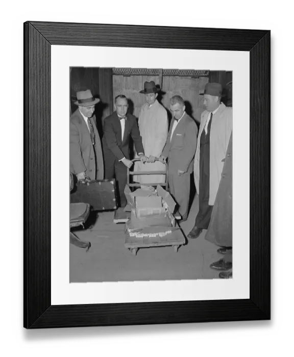 Framed Print : FBI Agents Moving a Box of Money Framed Print : FBI Agents Moving a Box of Money