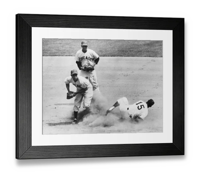 Framed Print : Bill White Sliding Into Second Base Framed Print : Bill White Sliding Into Second Base