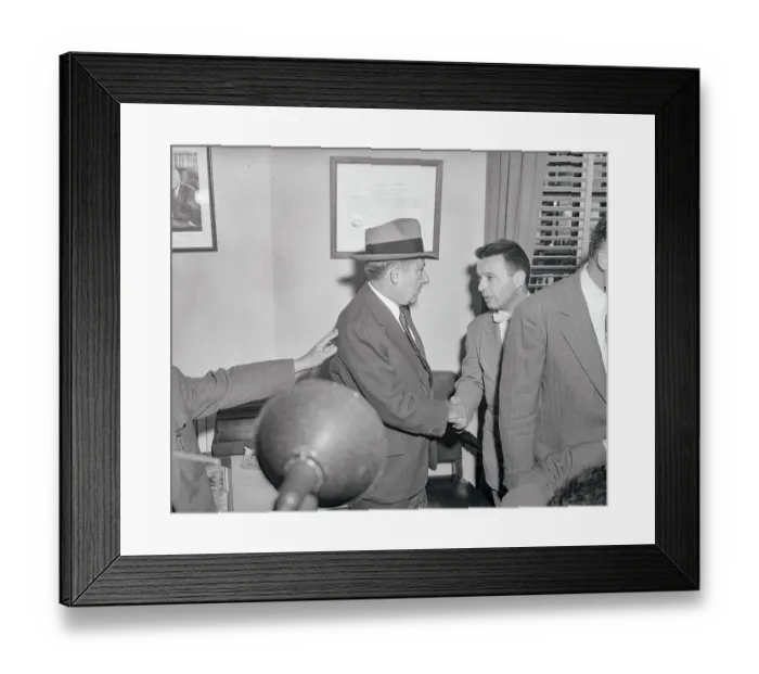 Framed Print : Frank Costello Shaking Hands with an Unidentified Man Framed Print : Frank Costello Shaking Hands with an Unidentified Man