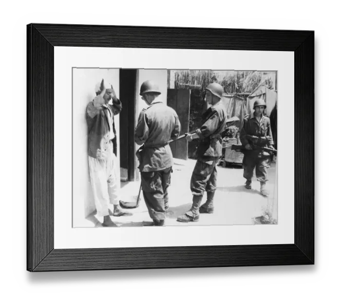 Framed Print : French Soldiers Arresting Algerian as Rebel Suspect Framed Print : French Soldiers Arresting Algerian as Rebel Suspect