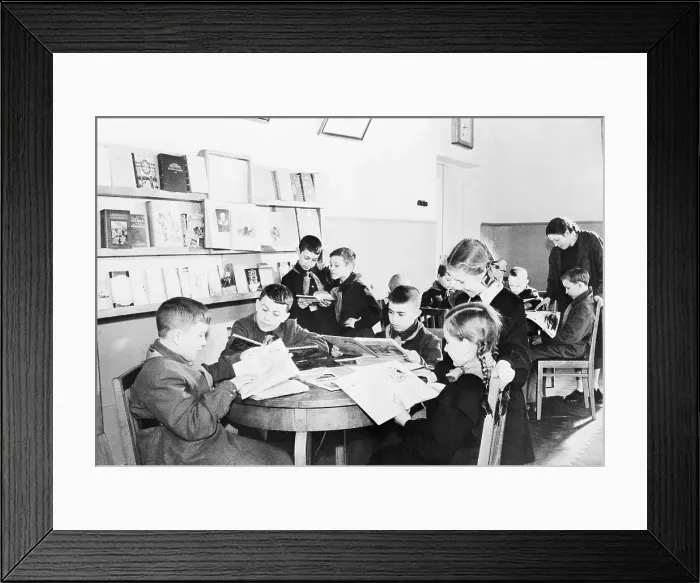Framed Print : Russian Students Reading English Books