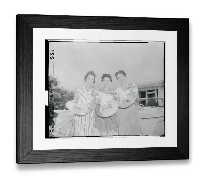 Framed Print : Contestant Winners Holding Their Trophies Framed Print : Contestant Winners Holding Their Trophies