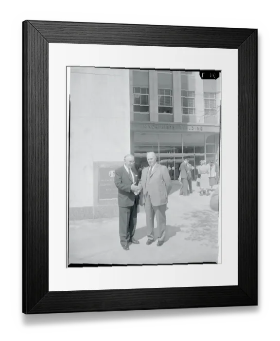 Framed Print : George Meany Shaking Hand With Albert Hayes Framed Print : George Meany Shaking Hand With Albert Hayes