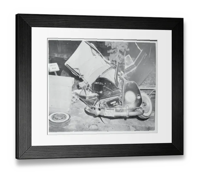 Framed Print : View of a Car Destroyed in a Deadly Crash Framed Print : View of a Car Destroyed in a Deadly Crash