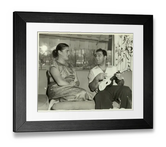 Framed Print : Rocky Marciano Playing Ukulele for Wife Framed Print : Rocky Marciano Playing Ukulele for Wife