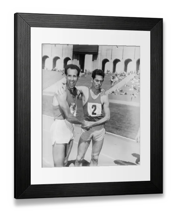 Framed Print : John Landy Congratulating Jim Bailey Framed Print : John Landy Congratulating Jim Bailey