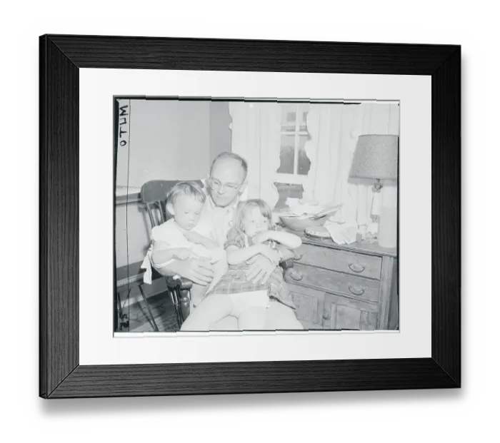 Framed Print : Portrait of Robert Hicks with Daughters Framed Print : Portrait of Robert Hicks with Daughters