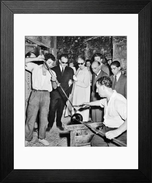 Framed Print : Prince Rainier and Princess Grace at Glass Blowing Shop Framed Print : Prince Rainier and Princess Grace at Glass Blowing Shop
