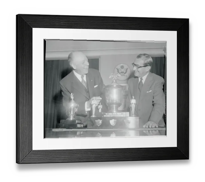 Framed Print : Irving Berlin and Wilber Brucker Standing by Trophies Framed Print : Irving Berlin and Wilber Brucker Standing by Trophies