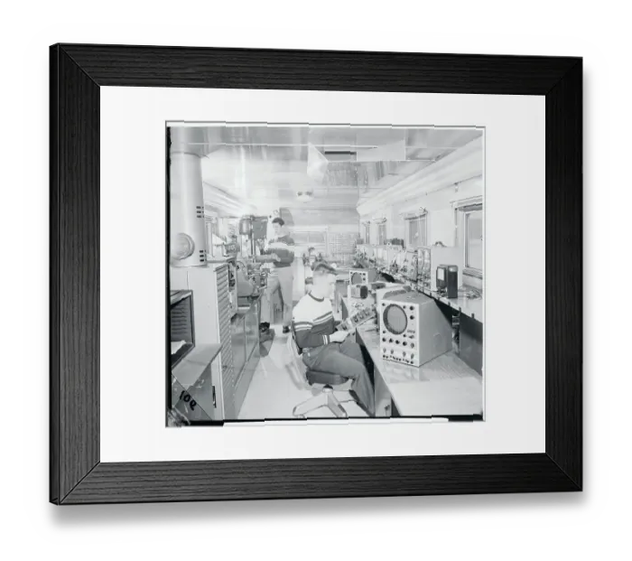 Framed Print : Students Working in Laboratory on Wheels Framed Print : Students Working in Laboratory on Wheels